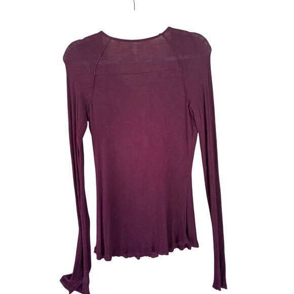 Intimately Free People Burgundy  Blouse Deep V-Neck & Ladder Detail Lightweight - Picture 3 of 9